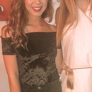 Black off the shoulder bodysuit